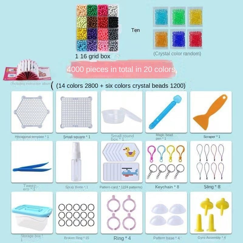 Koraliki Puzzle kryształ Handmade DIY zabawki woda Spray magiczne koraliki zestaw gry w piłkę 3D Handmade magiczne zabawki dla dzieci nowy 2022: 20color 4000grain