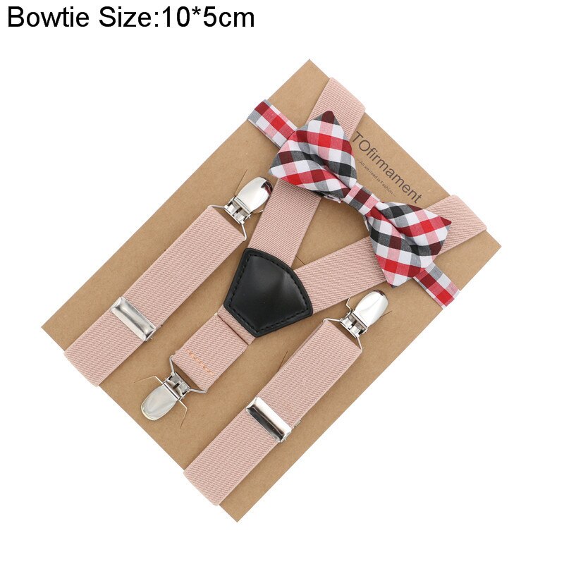Fan shape leather solid kids event party suspender bow tie set adjustable 2.5cm width kraft paper packed baby: 14