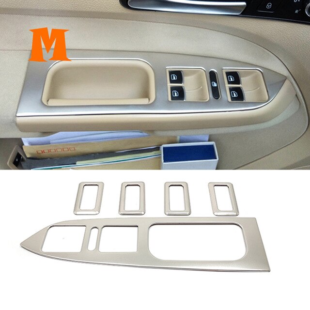 De acero inoxidable para VW Volkswagen Touran 2005-13 14 coche apoyabrazos puerta interior protector de cuencos moldura de cubierta de Marco ACCESORIOS 4 Uds: Glass Lift