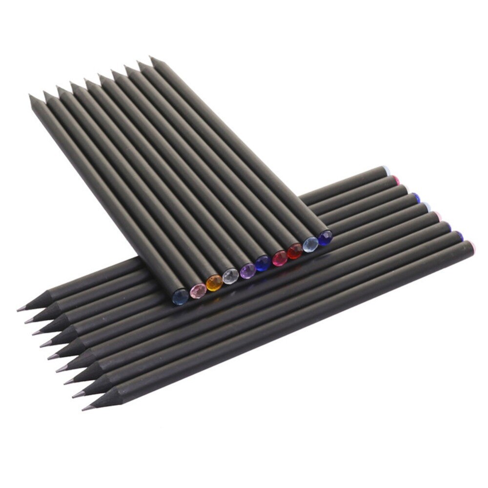 100 pcs HB Diamond Color Pencil Black Refill Stationery Supplies Drawing Supplies Cute Wooden Pencil