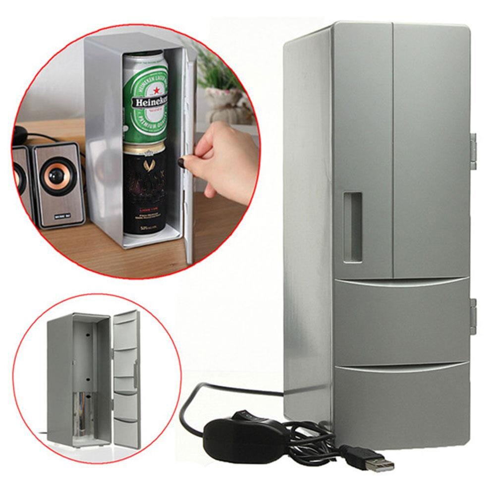 Mini USB Cooler Warmer Fridge Desktop Cooling Beverage Drink Can White