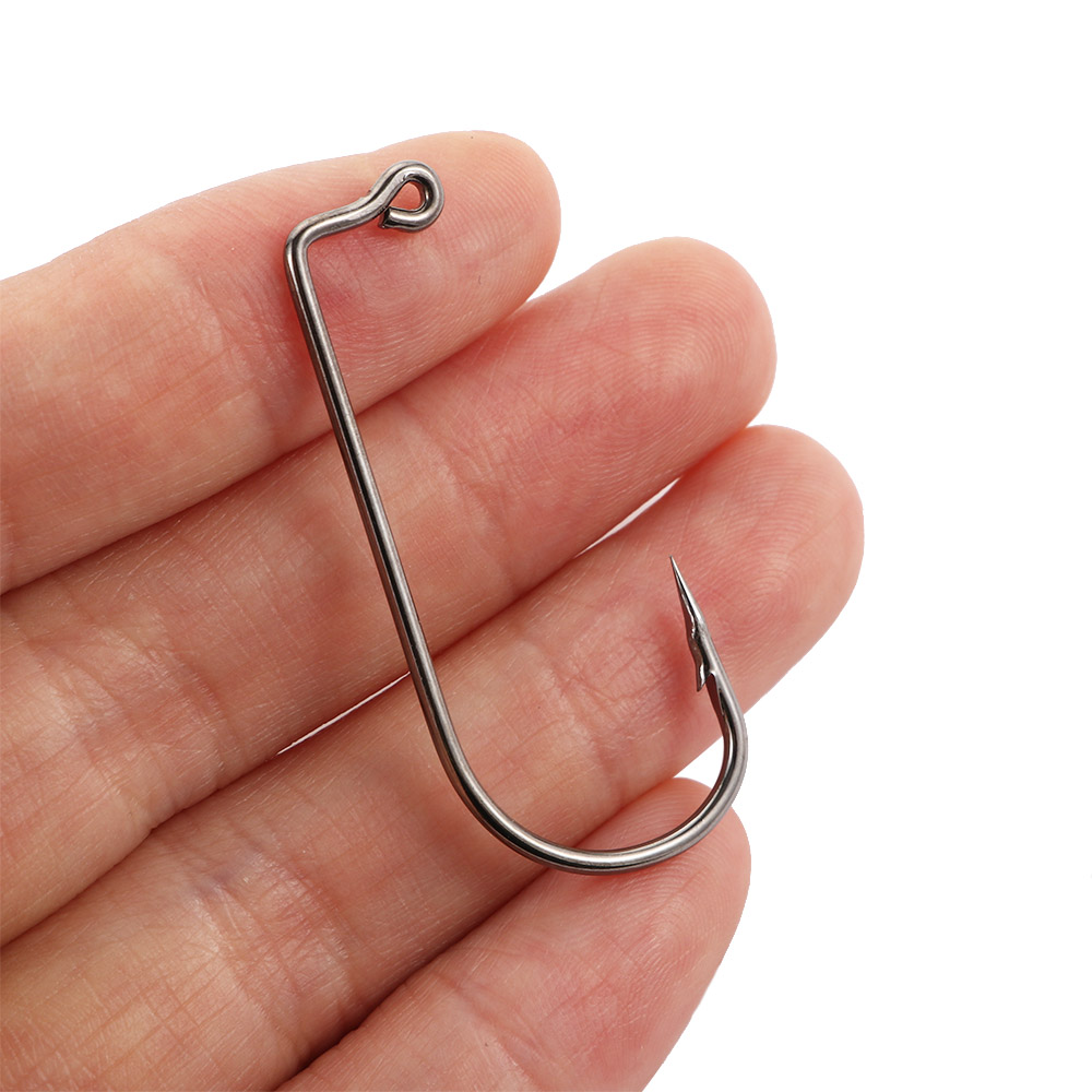Hameçon de pêche à Angle droit en Nickel noir, hameçon à tige droite en acier à haute teneur en carbone, Jig à 90 degrés, liaison à la mouche, fil solide, 50 pièces/sac