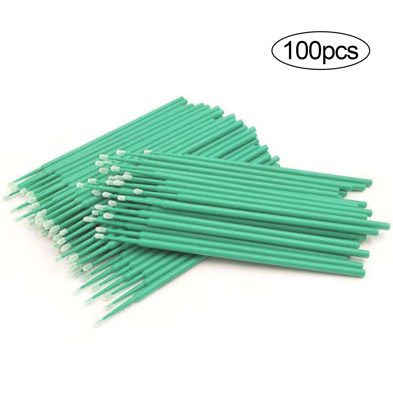 100 Stuks Wegwerp Wimper Micro Borstels Cleaning Wattenstaafjes Microbrush Applicator Wands Voor Wimper Extension Verwijderen Gereedschap: Light Green