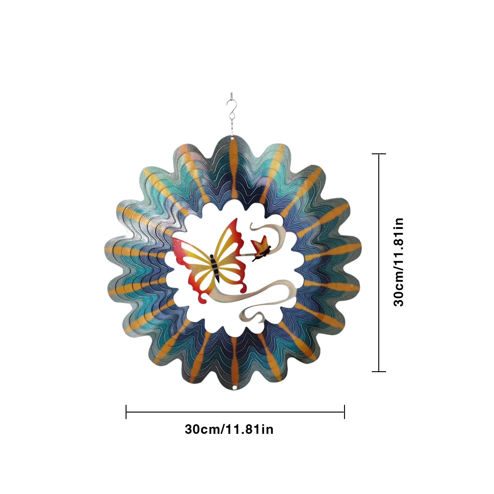 12 Inch Wind Spinner 3D Rotating Crafts Stainless Steel Indoor Outdoor Pendant For Hung On Walls Windows Trees Balconies Gardens