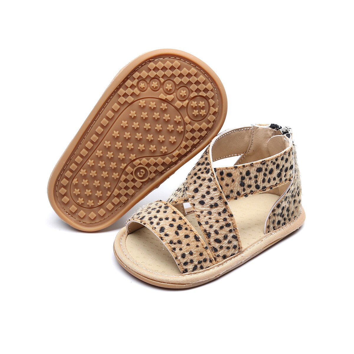 0-18M Baby Boys Girls Leopard Sandals Anti-Slip Rubber Sole Toddler Outdoor Clogs Shoes