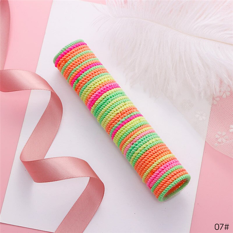 10-600PCS Cute Girls Colourful Ring Disposable Elastic Hair Bands Ponytail Holder Rubber Band Scrunchies Kids Hair Accessories: 50pcs 3cm 07
