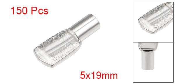 Uxcell 50/100/150 st hyllhållare 5 x 19mm nickelpläterade platt sked form hyllhållare stödstift för skåp bokhylla