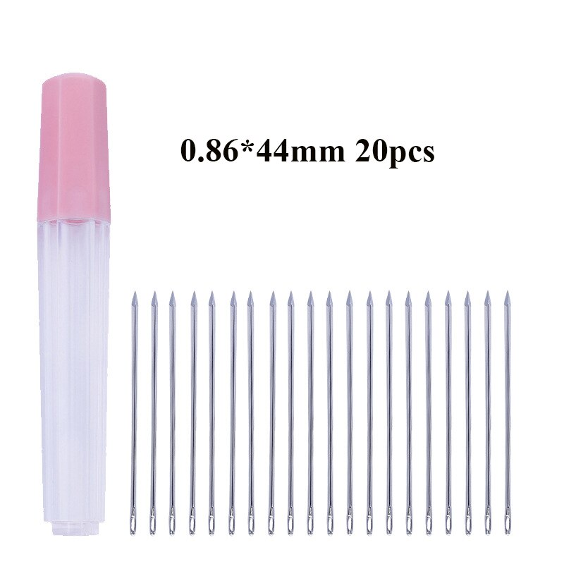 Aguja de acero inoxidable para coser cuero, herramientas de costura a mano, 4,4/5,2/5,8/7,0 cm, 20 Uds.: 44mm 20pcs