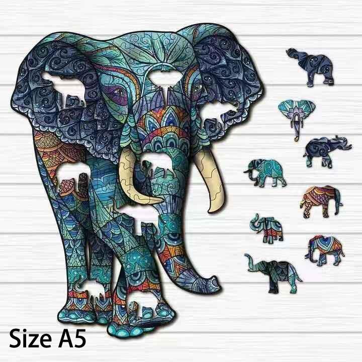 Dinosaur Butterfly Wooden Jigsaw Puzzle Wooden Puzzle Puzzles For Adults Toys Kids Christmas Toy Wooden Games Educational G I3X3: Elephant A5