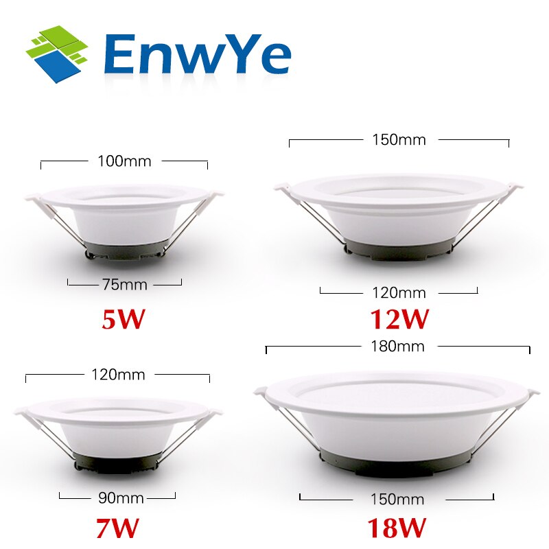EnwYe LED Down Light Plafondlamp 5W 7W 12W 18W Geen Strobe Indoor LED Plafondlamp AC 220V Warm Wit/Koel Wit