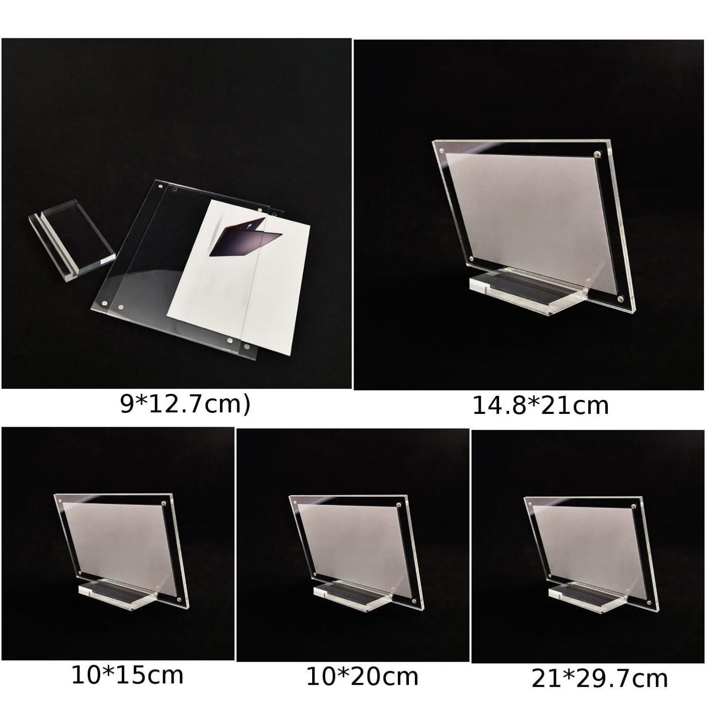 Akryl bord kort skylt fotoram plexiglas bord kort display stativ fotoram med bas för hemmakontor gör det själv dispaly hållare
