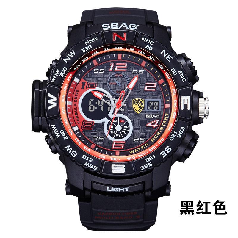Sbao Sport Watch Men Top Brand Luxury Famous Male Clock Electronic Led Digital Wrist Watches For Hodinky Relogio Masculino: Black Red