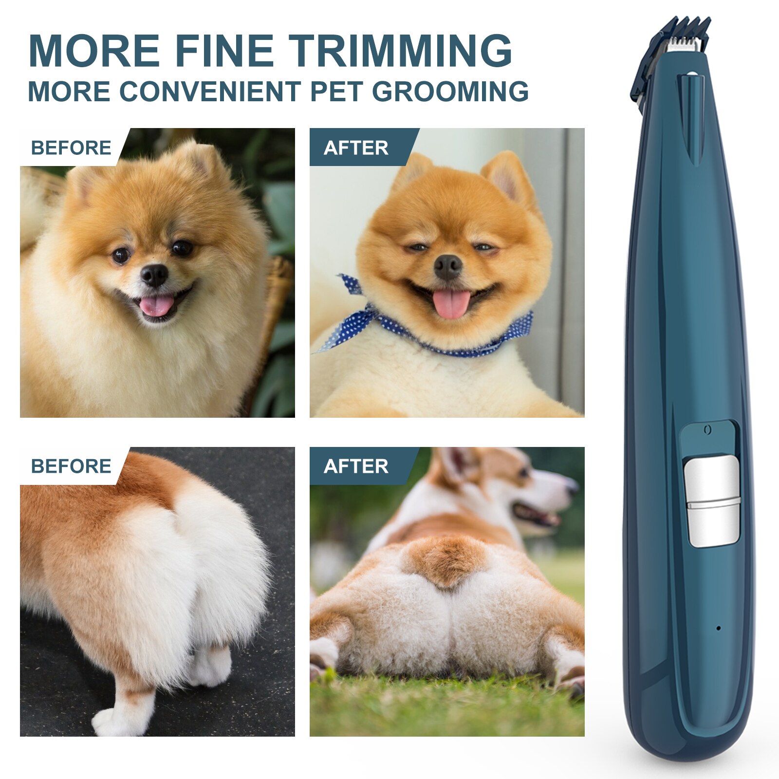 Hund katt hårtrimmer husdjursvård kit usb uppladdningsbara husdjur klippmaskiner maskin sax nagelslipning hårtrimmer fot hår tassar