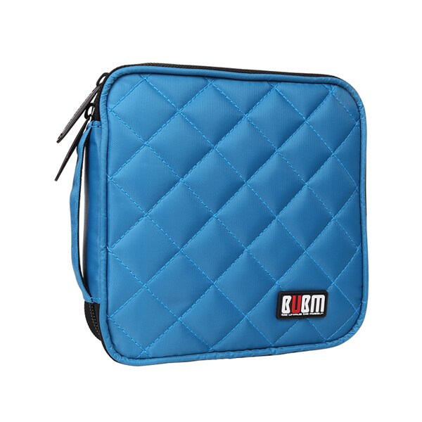 BUBM Draagbare Polyester CD/DVD Wallet 32 Disc Capaciteit houder Opbergtas Protector Organizer voor auto, thuis, kantoor en reizen: Y32E Blue