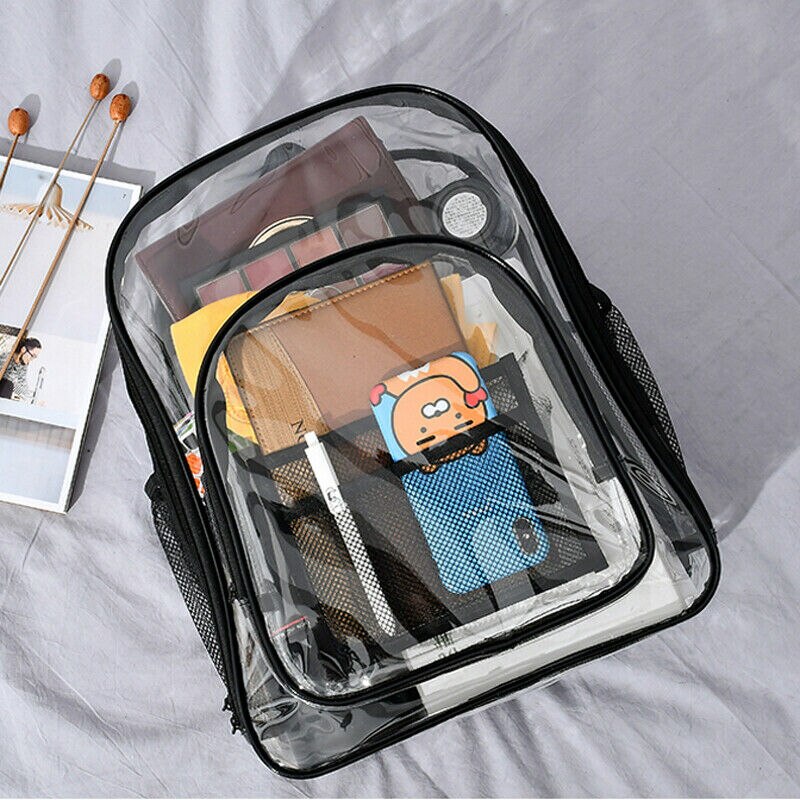 Women Backpack Clear Transparent PVC Multi-pockets School Bag Travel Backpack AU