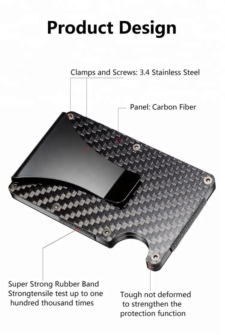 Carbon Fiber Credit Card Holder Minimalist Wallet Aluminum Metal Anti RFID Blocking Business Bank id Card Holder For Men