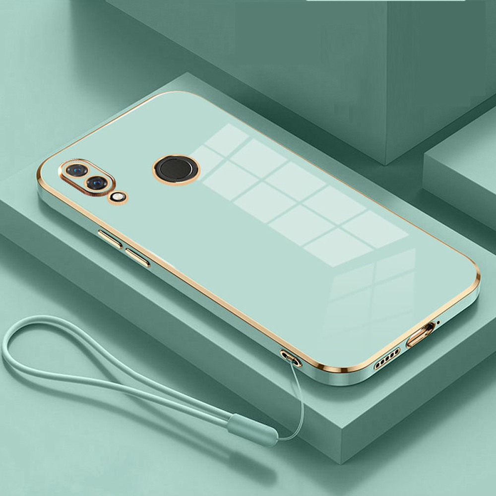 Para Honor 8X funda Honor View 10 Lite funda de teléfono JSN-L11 JSN-L21 JSN-L22 JSN-L23 funda trasera de silicona Fundas revestimiento cuadrado de lujo: Aluminio / Azul marino