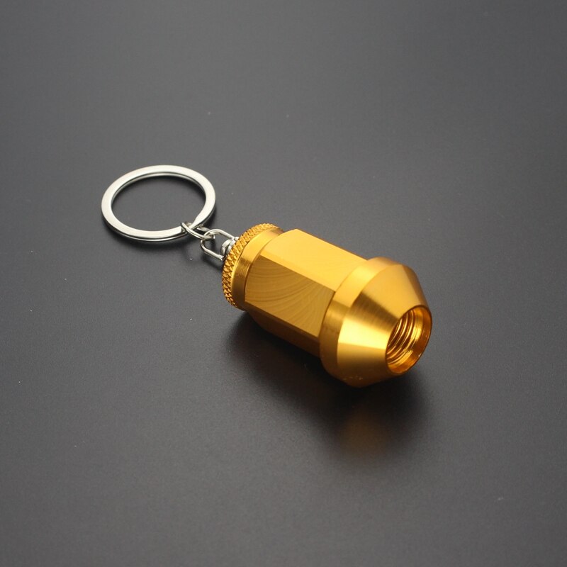 Tuning Racing Car Keychains For Keys Holder Metal Seat Bottle Wheel Nuts Moto Keyring Trinket Gadgets Auto Accessories: Nut gold