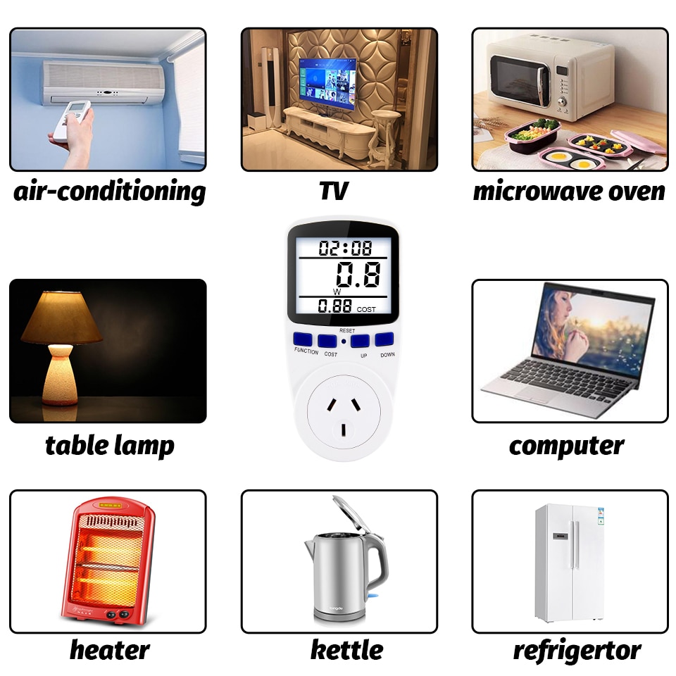 EU FR BR Plug Socket Digital Wattmeter Meter Power Consumption Watt Energy Meter KWh AC 220V 110V Electricity Analyzers Monitors