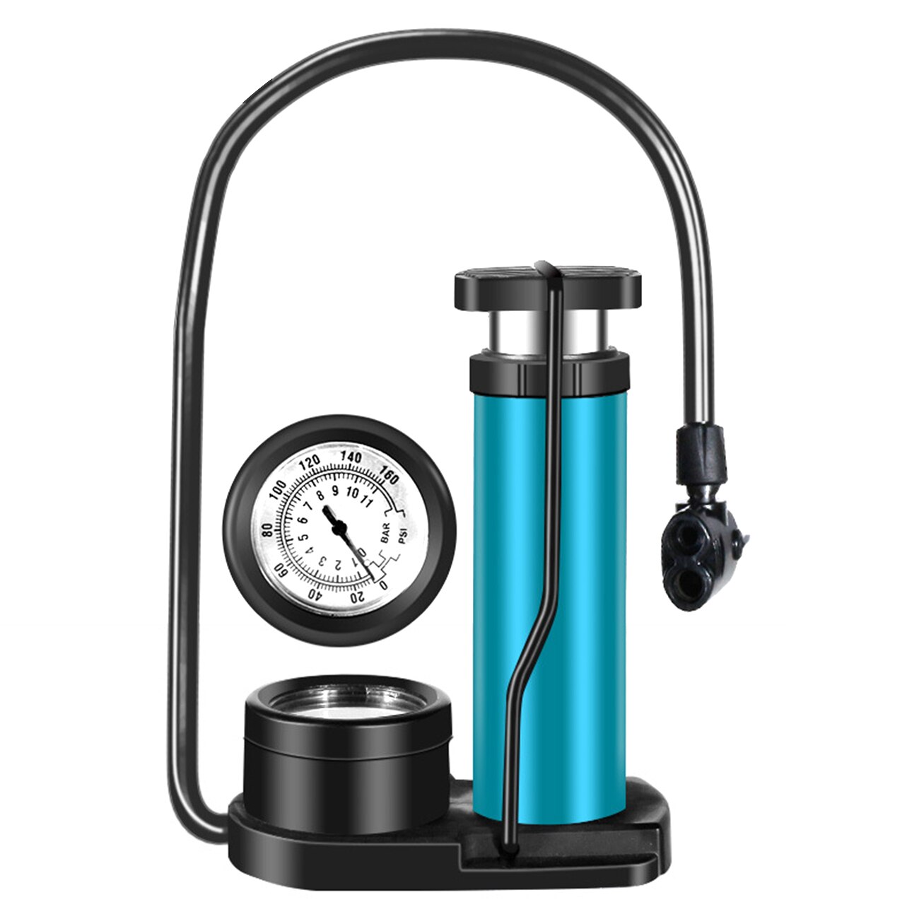 Mini Bike Pump Foot Pump Road Portable Air Bicycle Pump Compressor Pedal Tire Inflator Bicycle Pump High Pressure: Blue