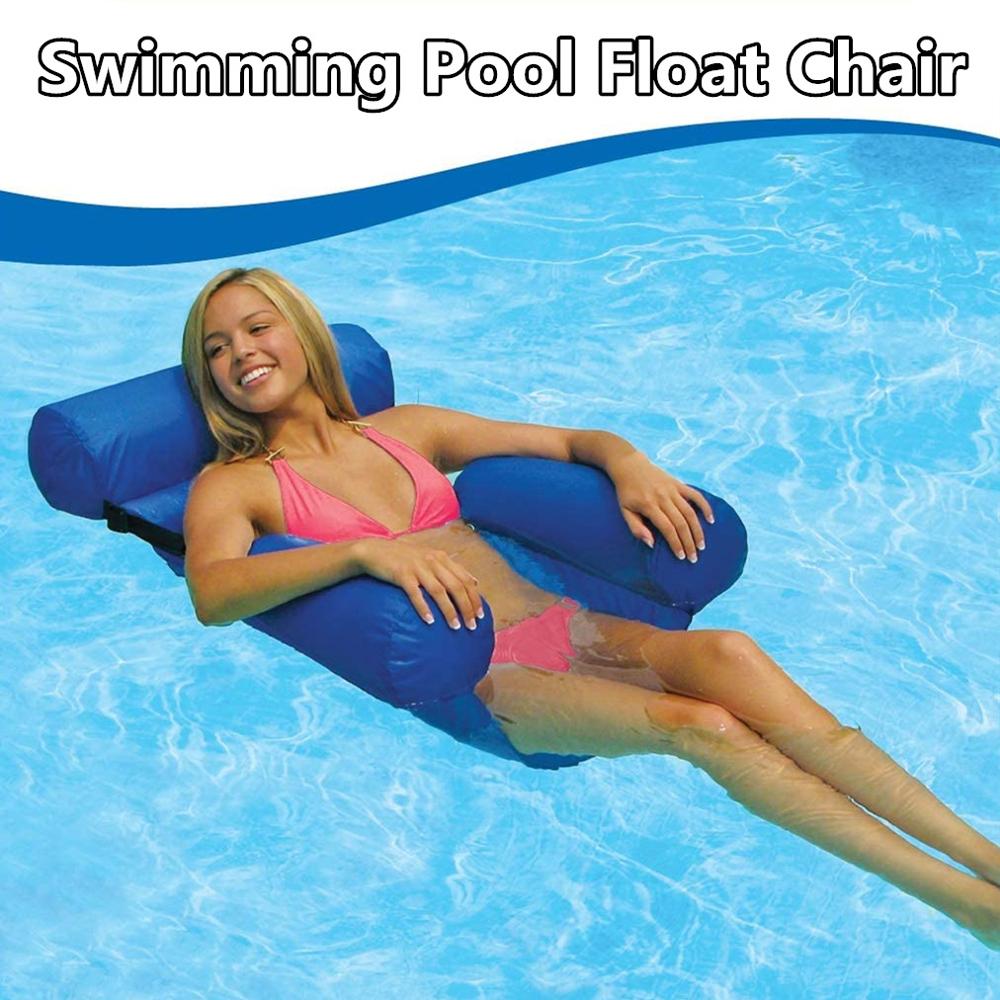 Inflatable float Swimming pool float chair Foldable Big buoyancy Drain backrest floating sofa Durable Safe Comfortable
