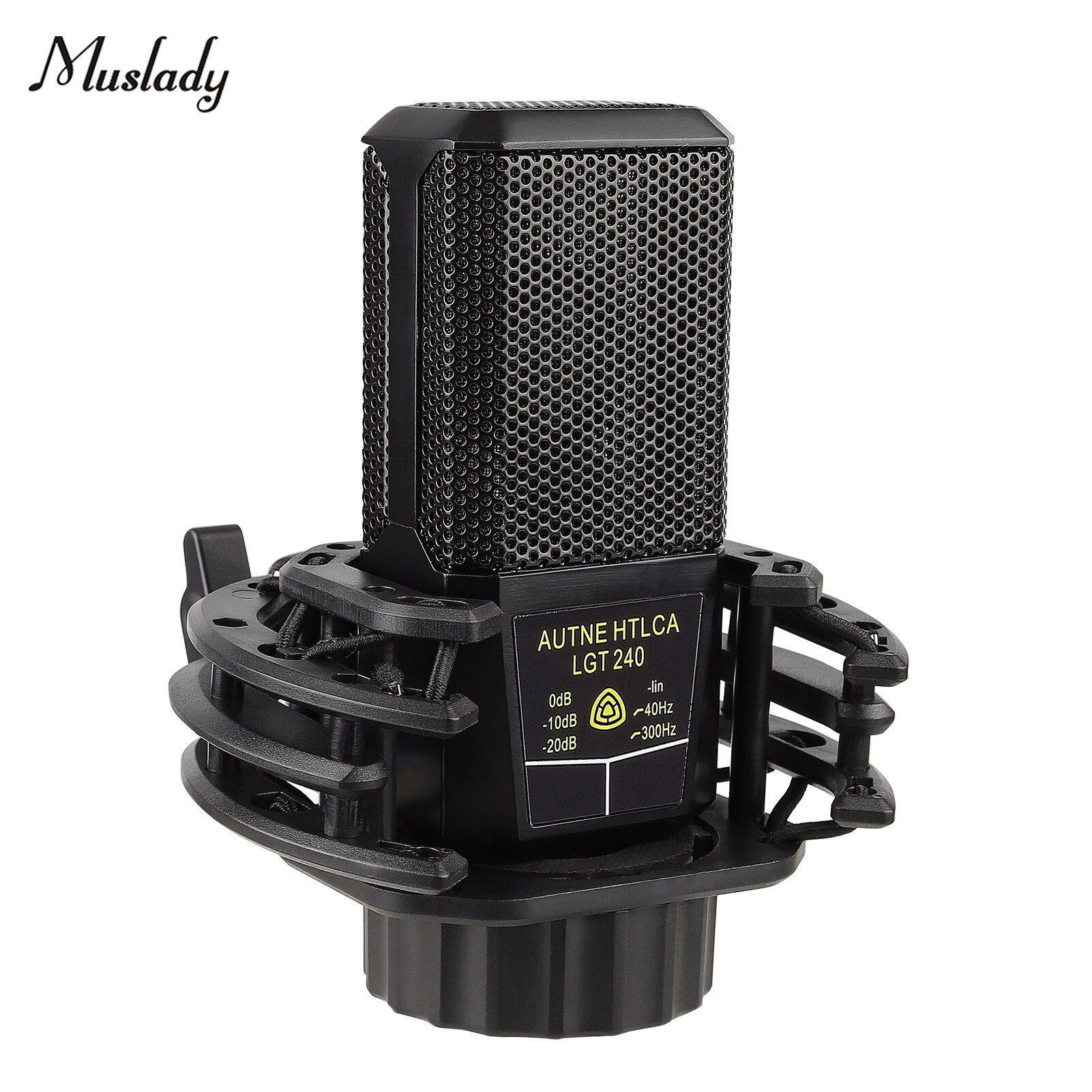 Muslady Large Diaphragm Cardioid Condenser Microphone Unidirectional Mic with Shock Mount Cable for Gaming Podcasting Recording