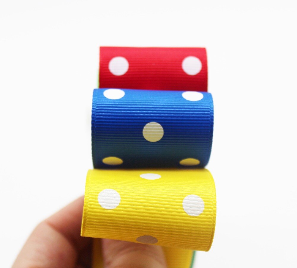 1.5 inch 38mm 4cm stippen grosgrain lint milieuvriendelijk polyester stof bedrukt met witte stippen voor hoofdband lint strik accessoire