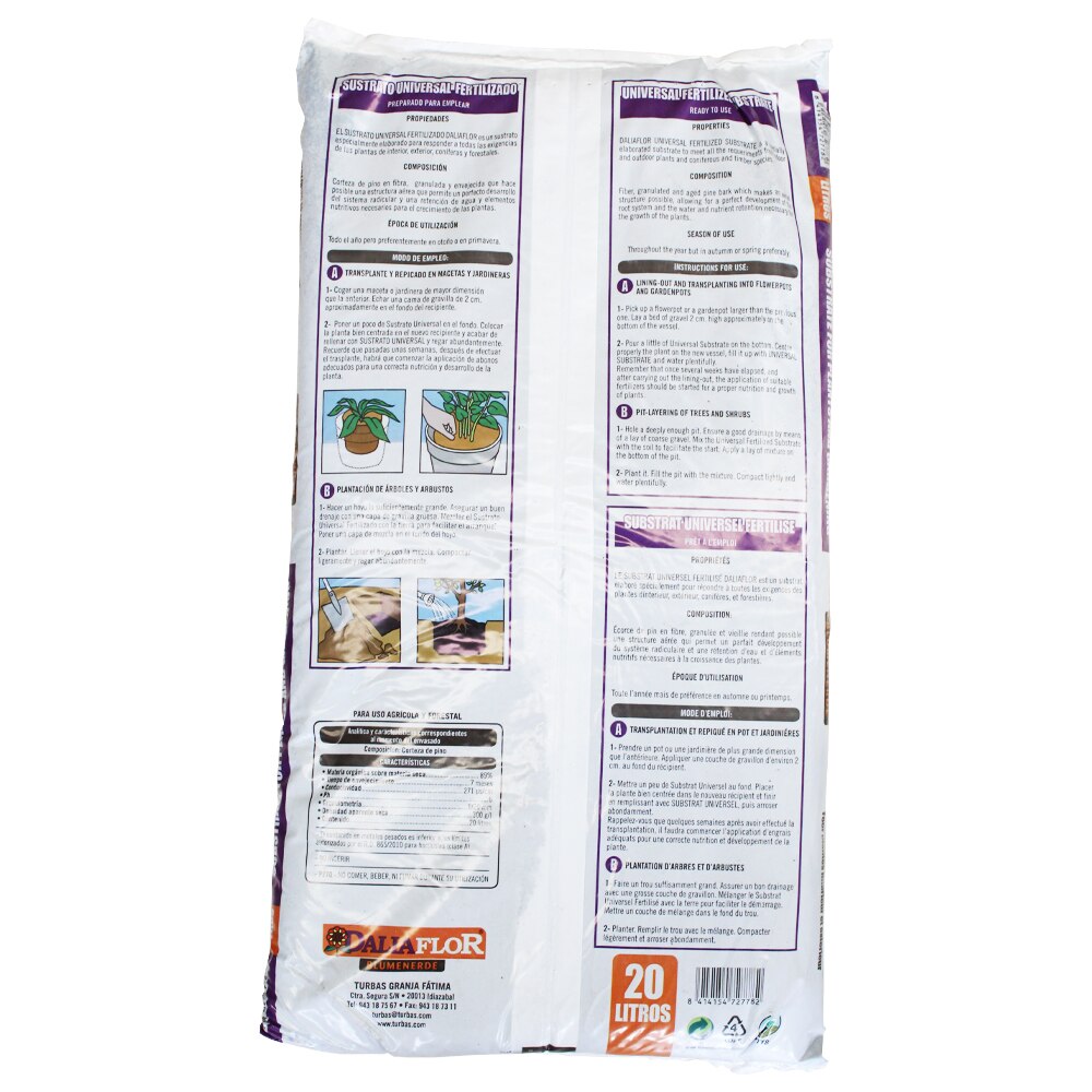 Tierra sustrato universal de cultivo 20 L Dalia Flor