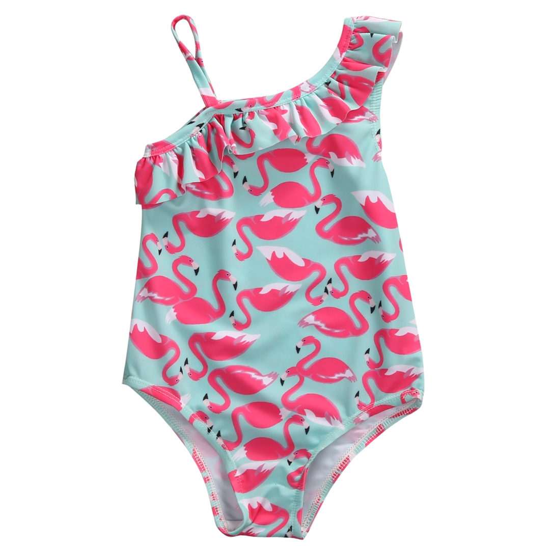 Toddler børn badedragt sød baby pige badetøj ét stykke med flamingoer mønster 1-6y piger badedragt barn / børn badedragt