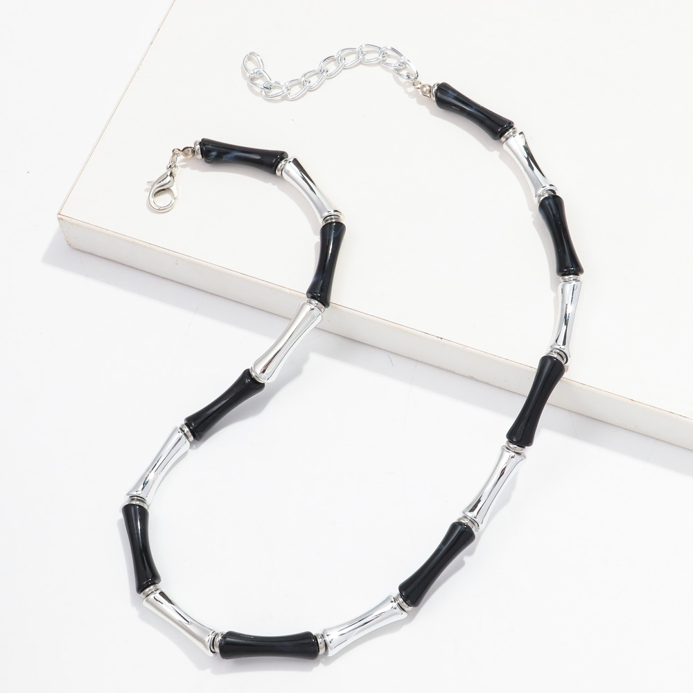 Thin Bamboo Curved Tube Choker Necklace Men Women HipHop Ball Bead Pendant Necklace Stack Trendy Party Jewelry Collar