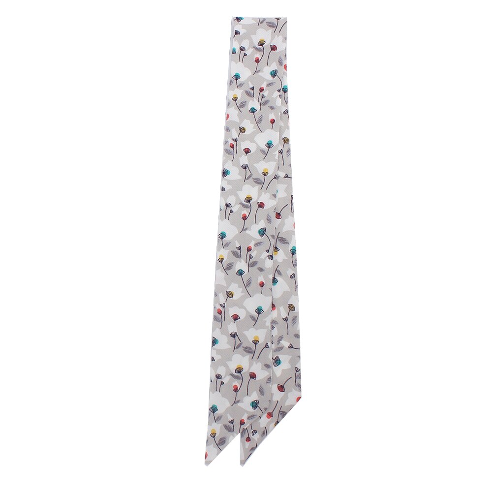 90cm*5cm lange små blomsterprint tynde tørklæde luksus mærke blomster silke tørklæde kvinder taske hoved tørklæder til damer slips: Beige