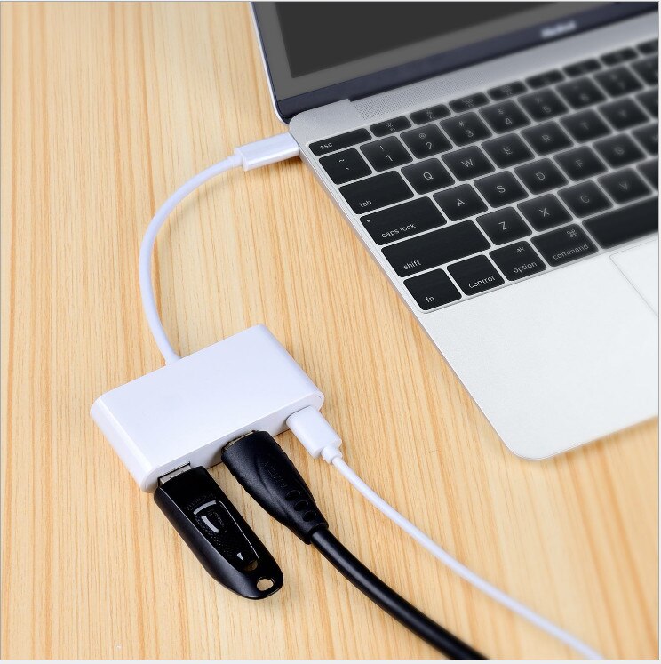 3- i -1 usb-c digital av multiport adapter 4k dokkingstasjon til blits-stasjoner kameraer skjermenheter