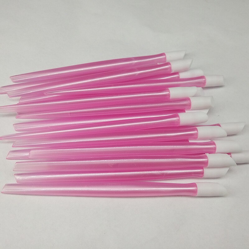 50 stks/partij 10mm Soft Nail Cuticle Pusher Plastic Rubber Roze Beschikbaar Nail Gereedschap