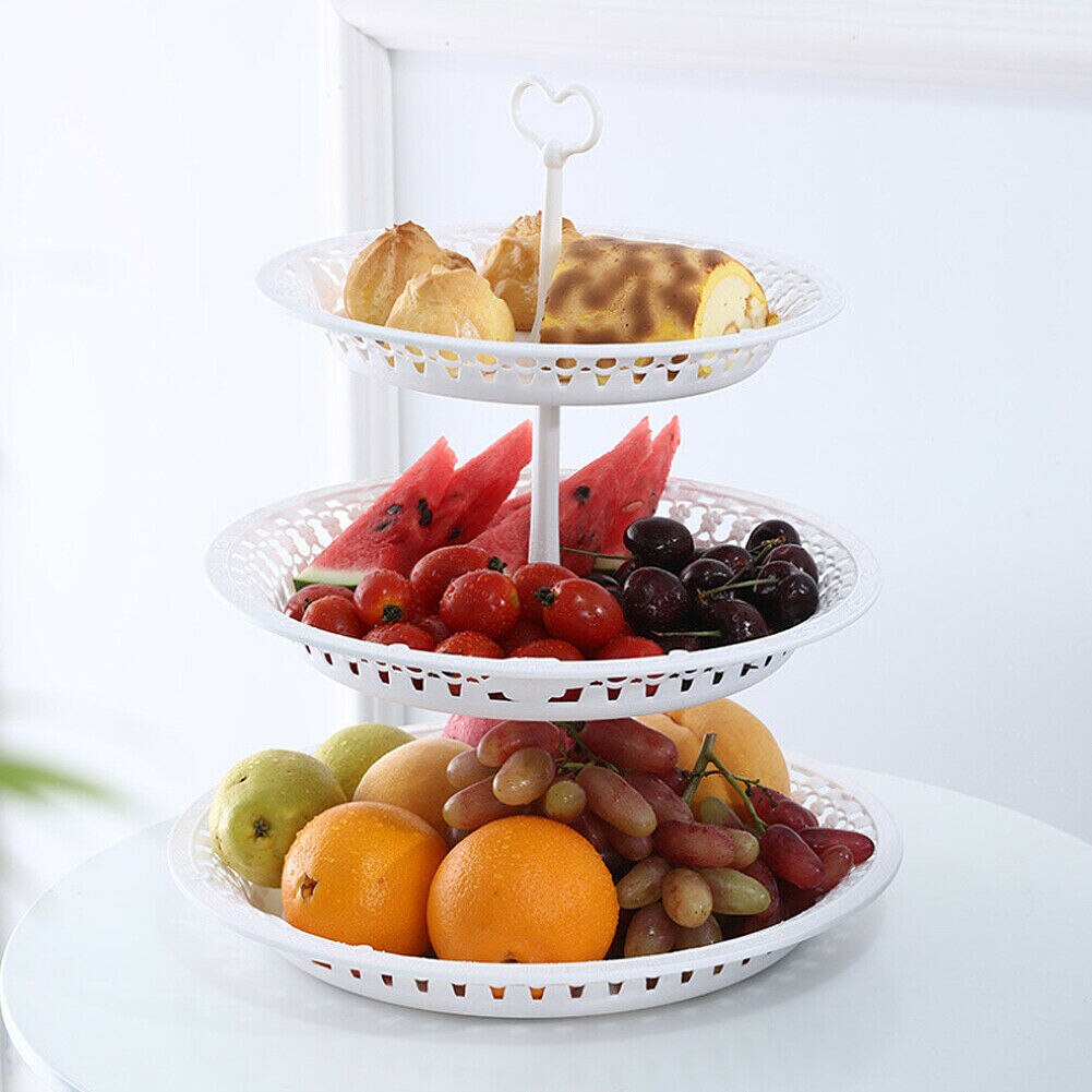 3 Tier Grid Cake Stand Set Cupcake Dessert Round Display Tray Rack Plastic Tower Plate Wedding Decoration Kitchen Cake Tools