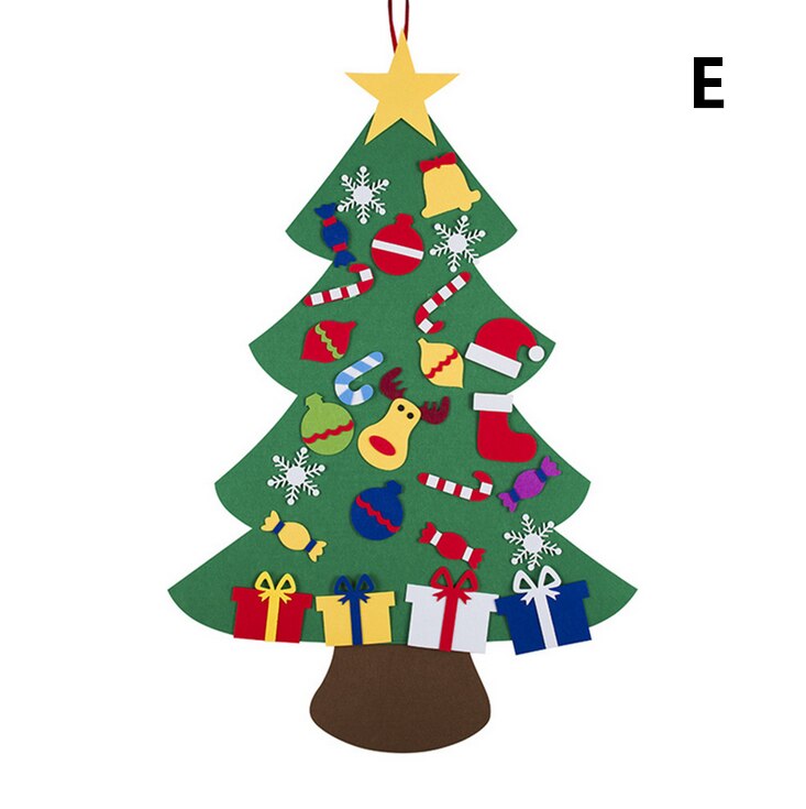 Bricolage feutre arbre de noël nouvel an enfants jouets arbre artificiel tenture murale ornements décoration de noël pour la maison: E