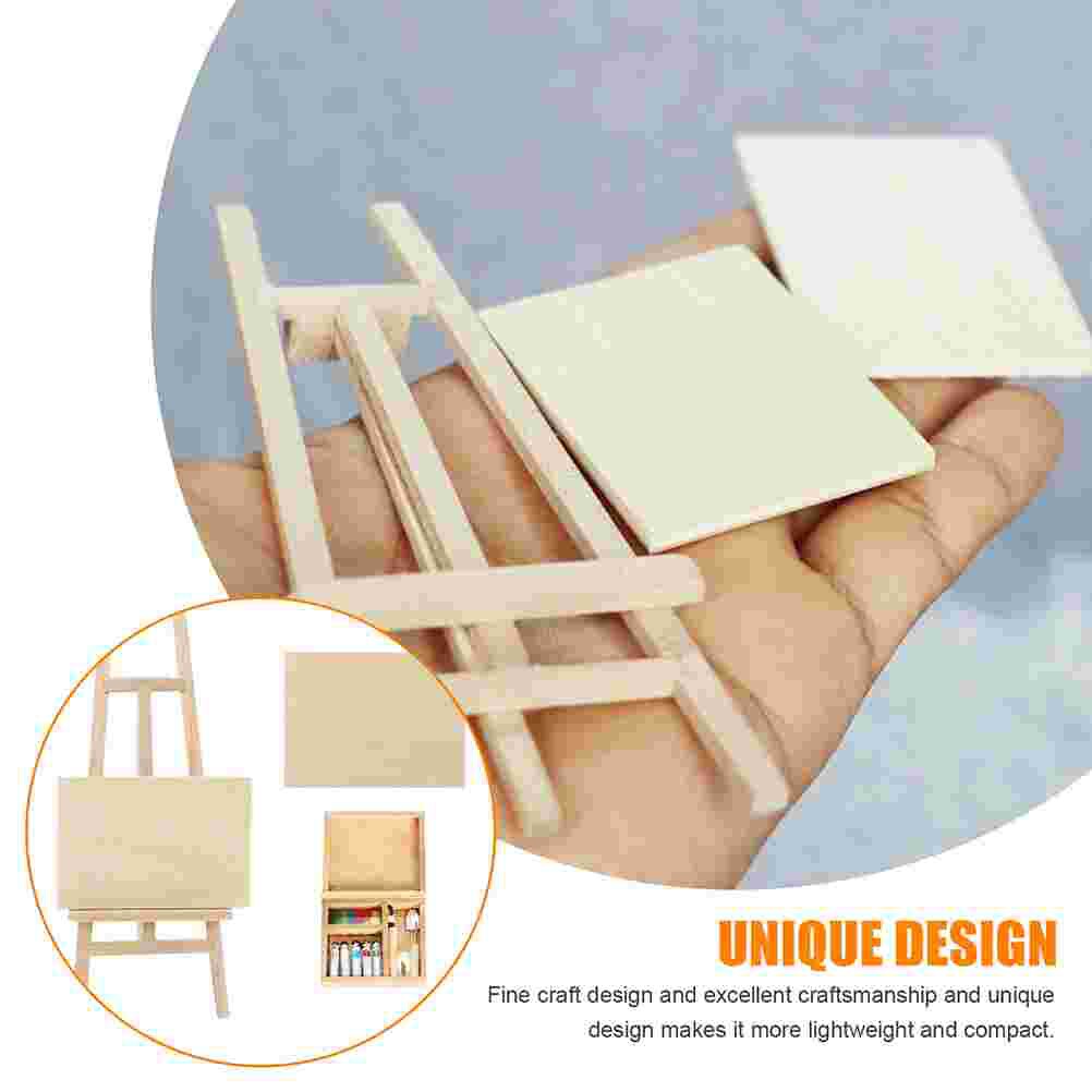 1 set of Miniature Easel Model Wooden Painting Board Holder Mini House Painting Board