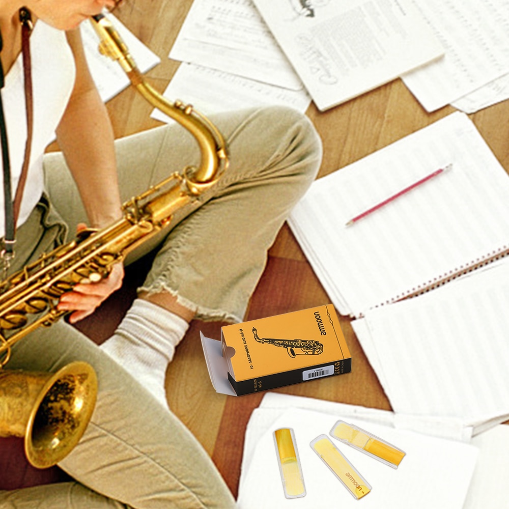 Ammoon 10 stuks/doos altsaxofoon rieten sterkte 2.5/ 3.0 saxofoon traditionele rieten saxofoon accessoires