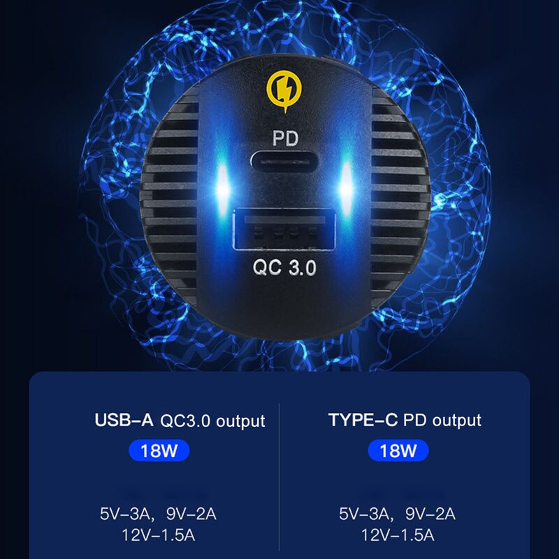 Adaptador de cargador rápido para coche, dispositivo resistente al agua, 12V, 24V, QC3.0, USB, 18W, tipo C, PD, para SUV, coche, barco, camión, tableta marina, teléfono móvil, GPS