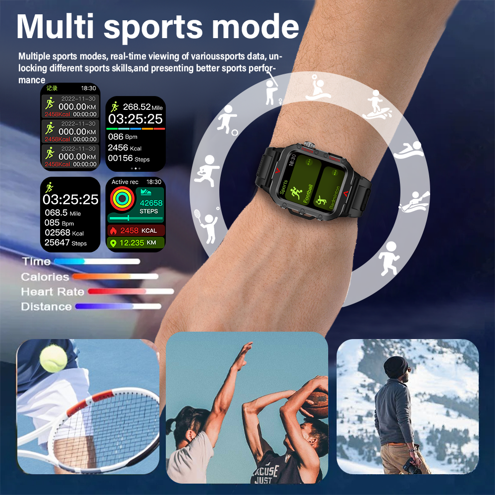 LAXASFIT montre de sport intelligente lampe de poche LED lecteur de musique suivi de l'activité appel Bluetooth surveillance du sommeil 2025 nouvelle montre intelligente
