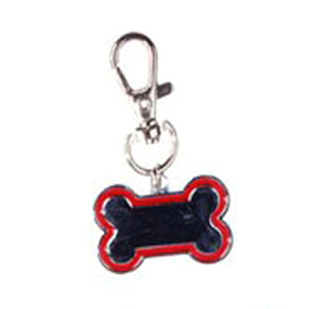 Plaque d'étiquette de nom d'identification Anti-perte en forme d'os pour chien et chiot, décoration de collier à breloques: Rouge