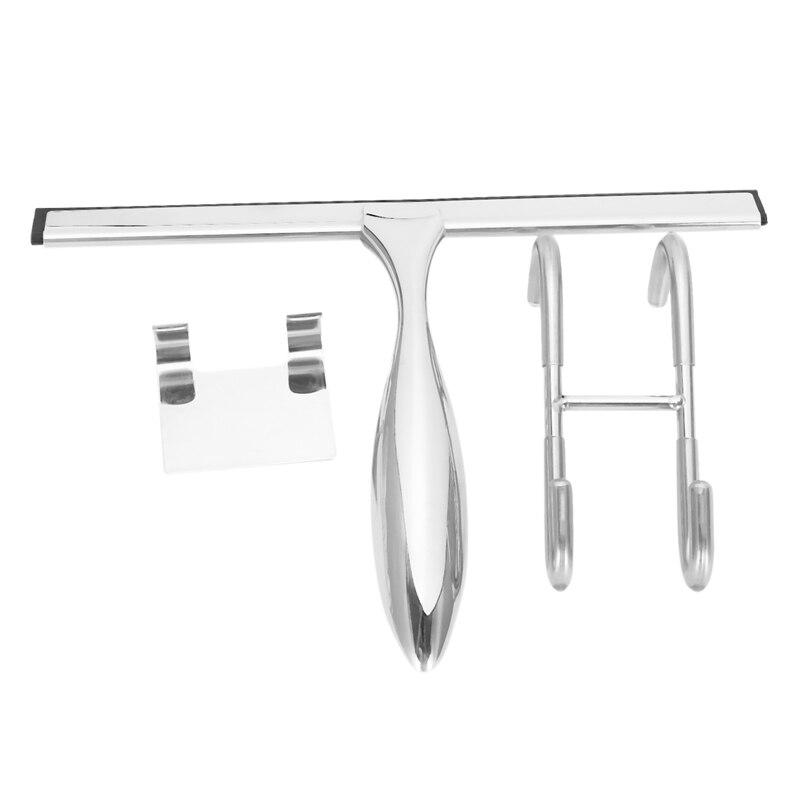 12-Inch Shower Squeegee Set, Includes Shower Door Hook and Adhesive Hook, Squeegee for Shower Glass Door: Default Title