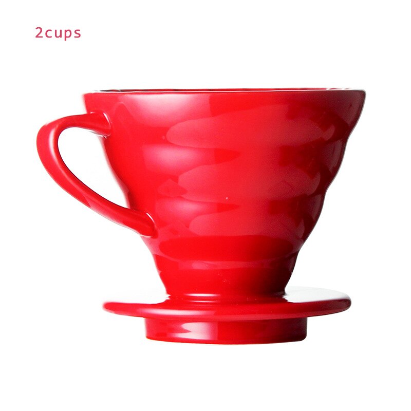 GUNOT Keramik Reusable Kaffee Tropf Filter Tasse Wärme Beständig V60 Stil Kaffee Tropf 2/4 Tassen Separaten Ständer Für kaffee Topf: Red2cups