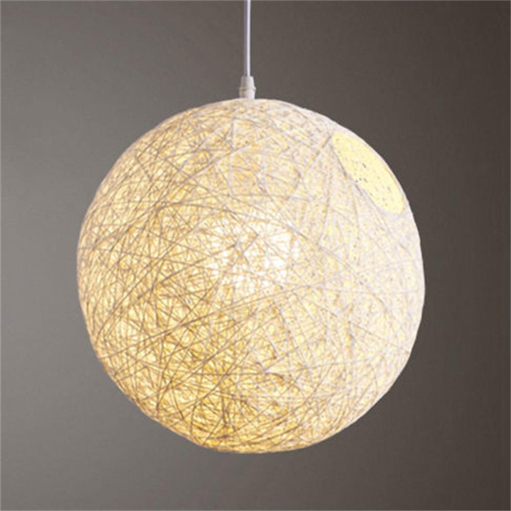 Round Concise Hand-woven Rattan Vine Ball Pendant Lampshade Light Lamp Shades Light Accessories(15cm Diameter)