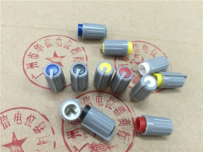 Bolle gat Half-as potentiometer Ingebouwde gat Plastic knop caps W9.5MM * H18.5MM/2 blauw + 2 wit + 2 geel + 2 rode + 2 zwart