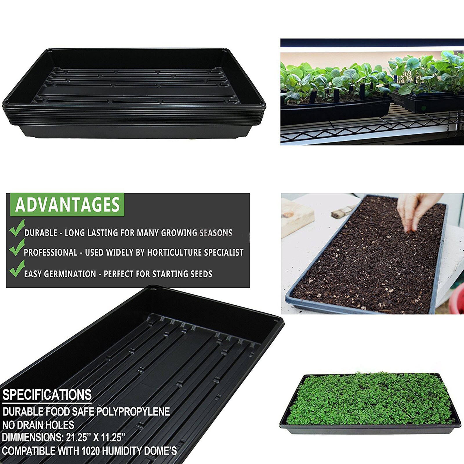 Durable Seed Starter Growing Trays kit Flowers Seedlings Plants Base