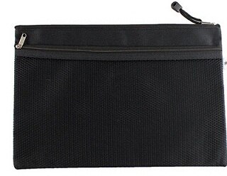 Sac à fermeture éclair porte document rose bleu vert, sac enveloppe pour fichier papier a4/8.5x11, pochette en toile pour papeterie de bureau: black