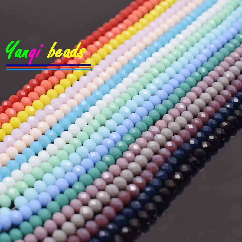 Venda Cores sólidas 4*6mm 82 pçs rondelle áustria facetado contas de vidro cristal solto espaçador contas redondas para fazer jóias diy