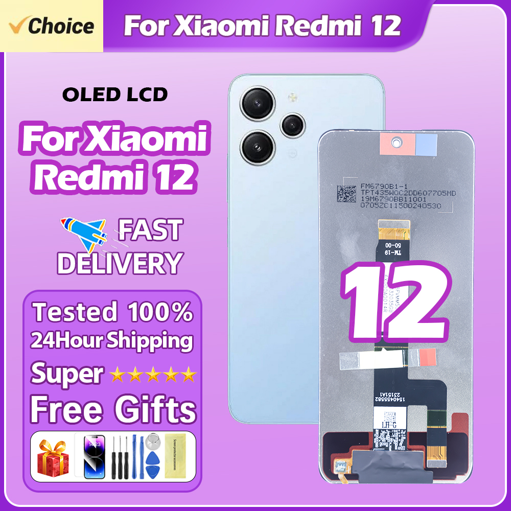 6.79" AMOLED For Xiaomi Redmi 12 LCD Display Touch Screen With Frame Digitizer Assembly 23053RN02A 23053RN02Y Screen