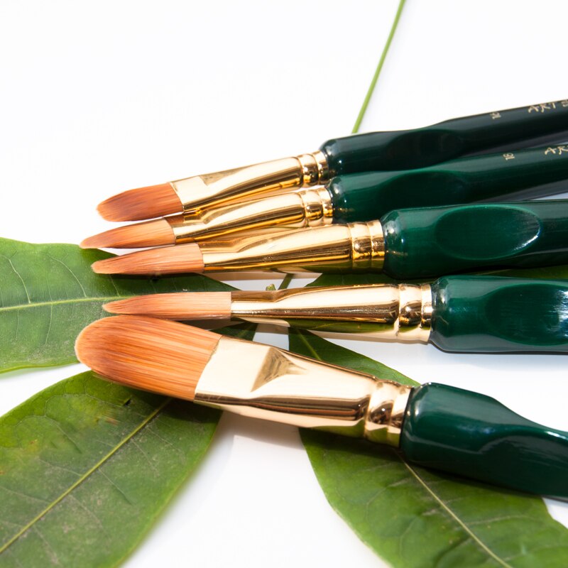 2012FB Korea importing synthetic hair triangle wooden handle aluminum ferrule acrylic and oil brush