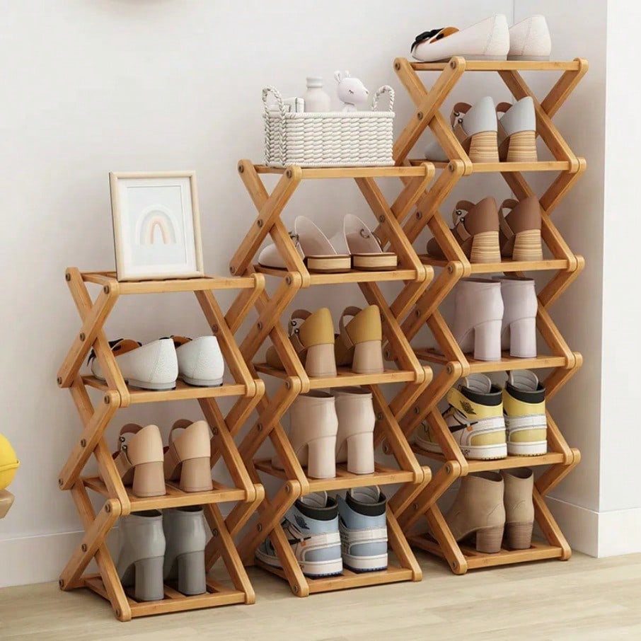 Einfache Bambus Installation Schuhregal 3-5 Etagen Haushalt Multifunktionale Lagerregal Wohnzimmer Schlafzimmer Schuhregal Schuhständer